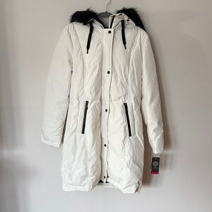 Vince Camuto White Puffer Coat with Black Details
